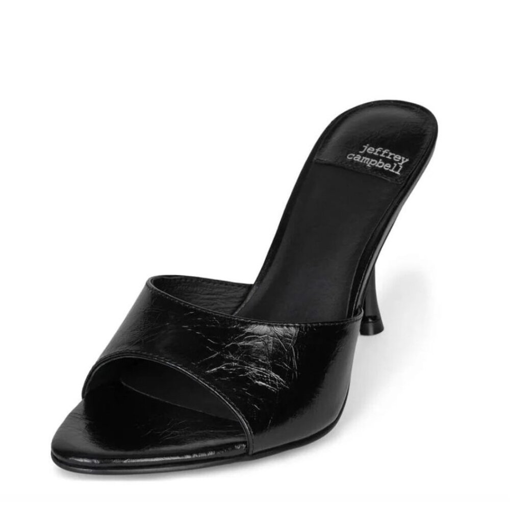 Jeffrey Campbell Black Patent Open-Toe Mule Sandal